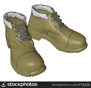 Beige military boots vector illustration on white background