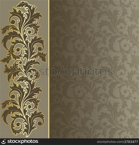 Beige retro background with flowers and leaves