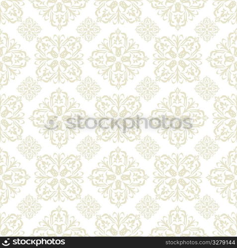 Beige seamless wallpaper pattern design in brown and white