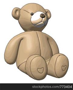 Beige teddy bear vector illustration on white background