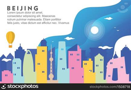Beijing China City Building Cityscape Skyline Dynamic Background Illustration
