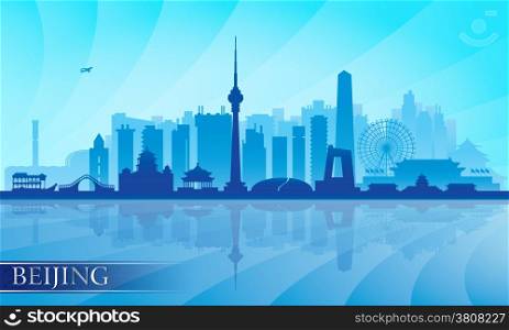 Beijing city skyline detailed silhouette. Vector illustration