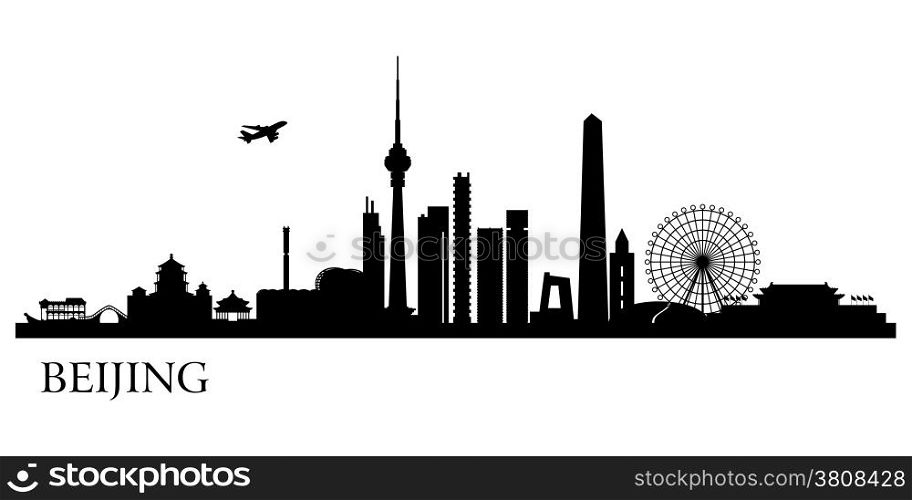 Beijing city skyline. Vector silhouette illustration