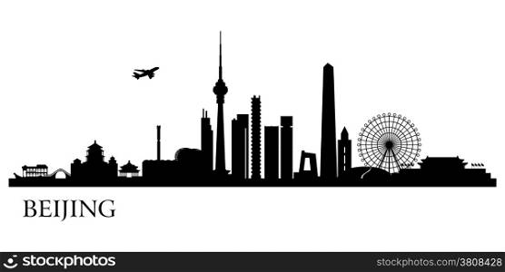 Beijing city skyline. Vector silhouette illustration