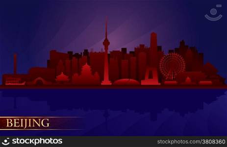Beijing night city skyline. Vector silhouette illustration