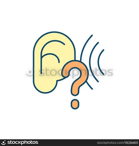 Being bad listener RGB color icon. Pseudo-listening. Auditory distractions. Unintentionally ignoring conversations. Cognitive limits. Isolated vector illustration. Simple filled line drawing. Being bad listener RGB color icon