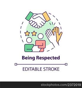 Being respected concept icon. Contribution and effort. Reason for participation abstract idea thin line illustration. Isolated outline drawing. Editable stroke. Arial, Myriad Pro-Bold fonts used. Being respected concept icon