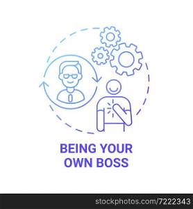 Being your own boss blue gradient concept icon. Social entrepreneurship benefits abstract idea thin line illustration. Valuable products and service. Vector isolated outline color drawing. Being your own boss blue gradient concept icon
