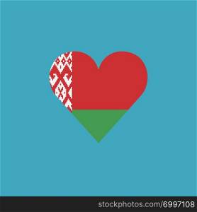 Belarus flag icon in a heart shape in flat design. Independence day or National day holiday concept.
