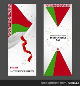 Belarus Happy independence day Confetti Celebration Background Vertical Banner set