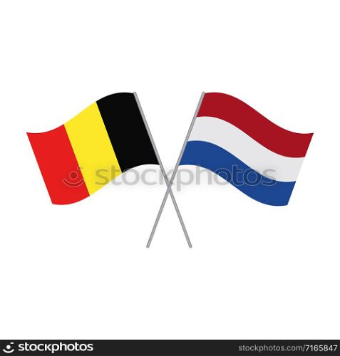 Belgian and Netherlands flags vector isolated on white background. Belgian and Netherlands flags vector isolated on white
