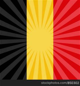 Belgian National Day. 21 July. National holiday concept. Flag of Belgium. Rays from the center. Belgian National Day. Flag of Belgium. Rays from the center