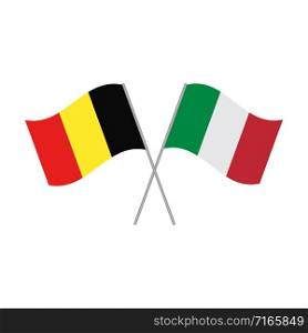 Belgium and Italy flags vector isolated on white background. Belgium and Italy flags vector isolated on white