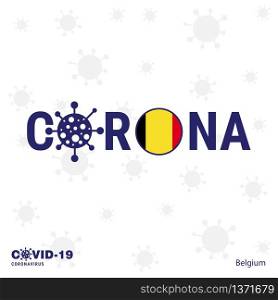 Belgium Coronavirus Typography. COVID-19 country banner. Stay home, Stay Healthy. Take care of your own health