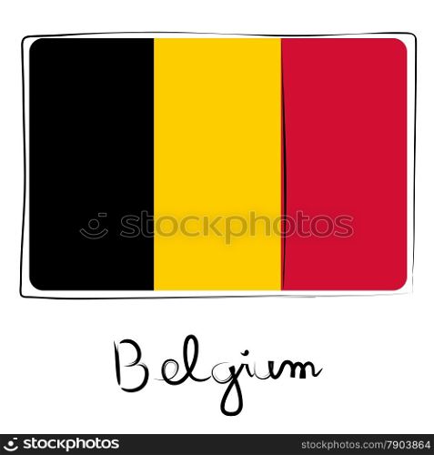 Belgium country flag doodle with text isolated on white