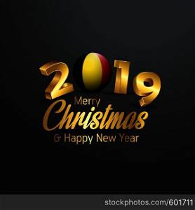Belgium Flag 2019 Merry Christmas Typography. New Year Abstract Celebration background