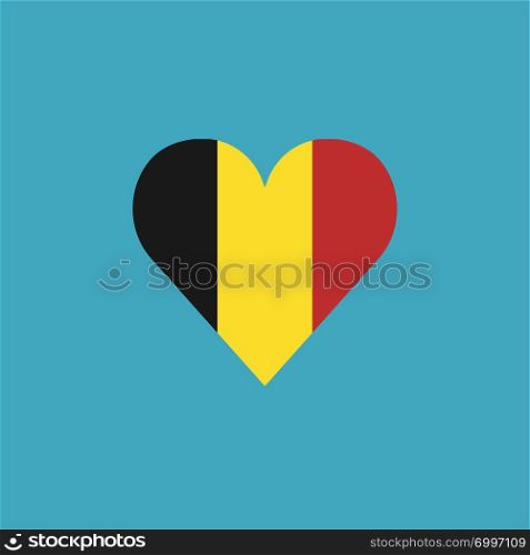 Belgium flag icon in a heart shape in flat design. Independence day or National day holiday concept.