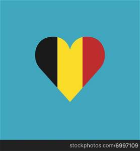 Belgium flag icon in a heart shape in flat design. Independence day or National day holiday concept.