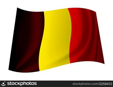 Belgium flag icon symbol flying in the wind with ripples