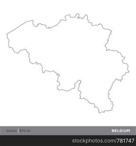 Belgium - Outline Europe Country Map Vector Template, stroke editable Illustration Design. Vector EPS 10.