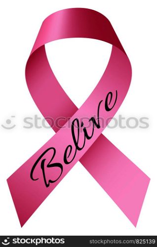 Believe breast cancer logo. Realistic illustration of believe breast cancer vector logo for web design isolated on white background. Believe breast cancer logo, realistic style
