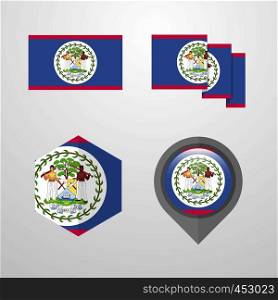 Belize flag design set vector