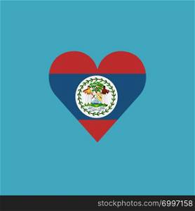 Belize flag icon in a heart shape in flat design. Independence day or National day holiday concept.