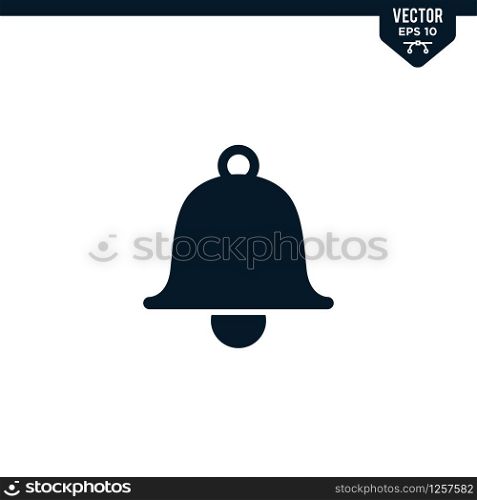 Bell alarm icon collection in glyph style, solid color vector