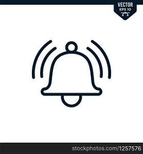 Bell alarm icon collection in outlined or line art style, editable stroke vector