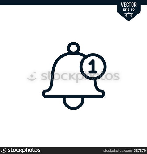 Bell alarm icon collection in outlined or line art style, editable stroke vector