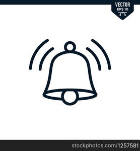 Bell alarm icon collection in outlined or line art style, editable stroke vector