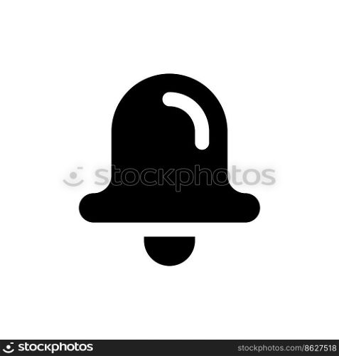 Bell black glyph ui icon. Notification from app. Informational message. User interface design. Silhouette symbol on white space. Solid pictogram for web, mobile. Isolated vector illustration. Bell black glyph ui icon