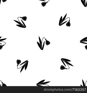 Bell flower pattern repeat seamless in black color for any design. Vector geometric illustration. Bell flower pattern seamless black