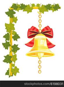 Bell from gild on chain. The Bell from gild hungs on chain.Vector illustration