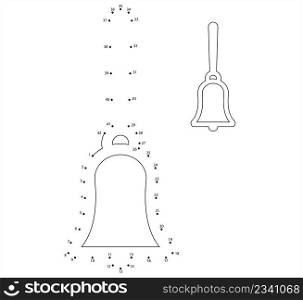 Bell Icon Connect The Dots, Directly Struck Percussion Instrument Vector Art Illustration, Puzzle Game Containing A Sequence Of Numbered Dots