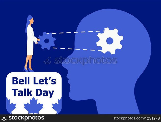 Bell Let&rsquo;s Talk Day is celebrated on the last Wednesday of January in Canada. I is about mental illnesses. Mentality healthcare of brain problem vector. Psychiatry, apathy, schizophrenia illustration.. Bell Let&rsquo;s Talk Day is celebrated on the last Wednesday of January in Canada. I is about mental illnesses. Mentality healthcare of brain problem vector. Psychiatry, apathy, schizophrenia