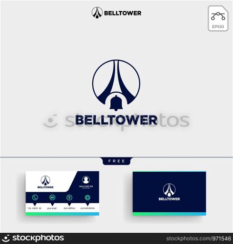 Bell Notification Tower Logo template vector illustration and business card design. Bell Notification Tower Logo template and business card