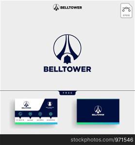 Bell Notification Tower Logo template vector illustration and business card design. Bell Notification Tower Logo template and business card