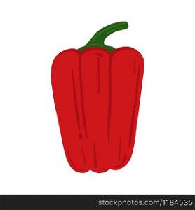 Bell pepper isolated on white background. Hand drawn red paprika vegetable. Fresh organic ingredient. Vegetarian healthy food. Vector illustration. Bell pepper isolated on white background. Hand drawn red paprika vegetable.