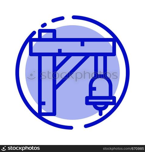 Bell, Sign, Train, Transportation Blue Dotted Line Line Icon