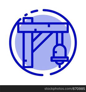 Bell, Sign, Train, Transportation Blue Dotted Line Line Icon