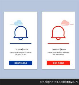Bell, Sign, Twitter  Blue and Red Download and Buy Now web Widget Card Template
