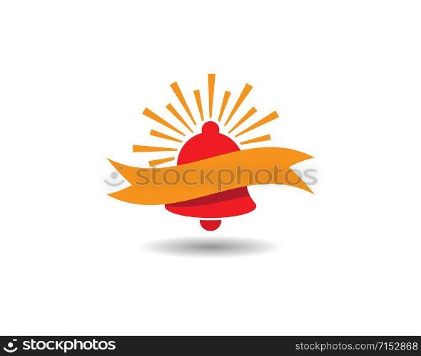Bell with blank ribbon logo vector template