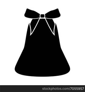 Bell with bow ribbon black icon .
