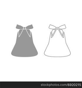 Bell with bow ribbon icon. Grey set .. Bell with bow ribbon icon. It is grey set .