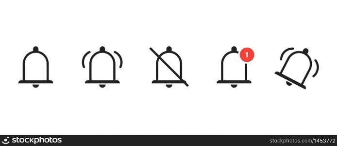 Bells notification vector icon set, notice symbol.