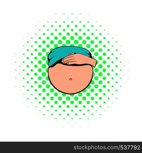 Belly of pregnant women icon in comics style on a white background. Belly of pregnant women icon, comics style