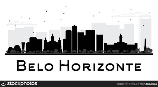 Belo Horizonte City skyline black and white silhouette. Vector illustration. Simple flat concept for tourism presentation, banner, placard or web site. Business travel concept. Cityscape with landmarks
