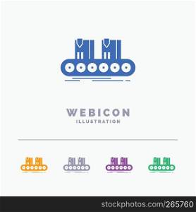 Belt, box, conveyor, factory, line 5 Color Glyph Web Icon Template isolated on white. Vector illustration