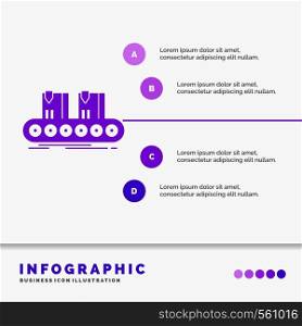 Belt, box, conveyor, factory, line Infographics Template for Website and Presentation. GLyph Purple icon infographic style vector illustration.. Vector EPS10 Abstract Template background